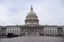 Quang cảnh bên ngoài Tòa nhà Quốc hội Mỹ ở Washington DC. (Ảnh: AFP/TTXVN)