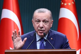 Tổng thống Thổ Nhĩ Kỳ Recep Tayyip Erdogan phát biểu tại cuộc họp ở Ankara. (Ảnh: AFP/TTXVN)