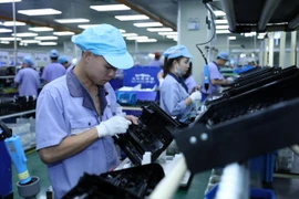 Công ty TNHH Công nghiệp chính xác EVA, vốn đầu tư của Hồng Kông (Trung Quốc) tại khu công nghiệp, đô thị VSIP Hải Phòng, chuyên sản xuất linh kiện điện tử cho máy văn phòng. (Ảnh: Danh Lam/TTXVN)
