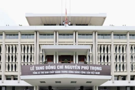 Lễ Quốc tang Tổng Bí thư Nguyễn Phú Trọng tại khu vực phía Nam diễn ra tại Hội trường Thống Nhất (số 135 Nam Kỳ Khởi Nghĩa, phường Bến Thành, Quận 1, Thành phố Hồ Chí Minh). (Ảnh: Hồng Giang/TTXVN)