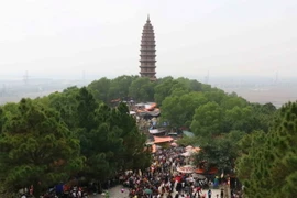 Du khách thập phương đến lễ chùa Phật Tích. (Ảnh: Thanh Thương/TTXVN)