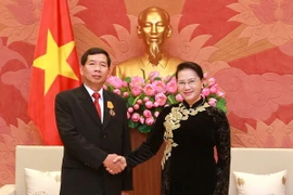Chủ tịch Quốc hội Nguyễn Thị Kim Ngân tiếp Chánh án Tòa án nhân dân tối cao Lào Khamphanh Sit Thi Damph​a. (Ảnh: An Đăng/TTXVN)