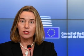 Đại diện Cấp cao EU về chính sách an ninh và đối ngoại Federica Mogherini trong cuộc họp báo tại Luxembourg ngày 16/10/2017. (Nguồn: AFP/TTXVN)