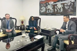 Đại sứ Đặng Hoàng Giang, Trưởng Phái đoàn Đại diện Việt Nam tại Liên hợp quốc tại buổi làm việc ngày 16/1/2023 với các quan chức Liên hợp quốc. (Ảnh: TTXVN)