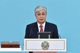 Tổng thống Kassym-Jomart Tokayev phát biểu tại lễ tuyên thệ nhậm chức ở Astana, ngày 26/11/2022. (Ảnh: AFP/TTXVN)