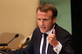 Tổng thống Pháp Emmanuel Macron phát biểu tại Khóa họp 73 Đại hội đồng Liên hợp quốc ở New York, Mỹ. (Nguồn: AFP/TTXVN)