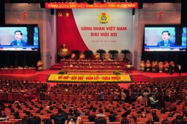 Quang cảnh Phiên trọng thể Đại hội Công đoàn Việt Nam lần thứ XII. (Ảnh: Nguyễn Khang/TTXVN)