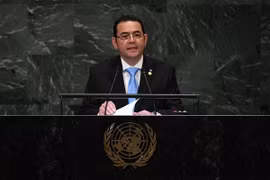 Tổng thống Guatemala Jimmy Morales phát biểu tại kỳ họp Đại hội đồng Liên hợp quốc lần thứ 73. (Nguồn: AFP/TTXVN)