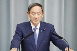 Trong ảnh: Chánh Văn phòng Nội các Nhật Bản Yoshihide Suga phát biểu tại Tokyo. (Nguồn: Kyodo/TTXVN)