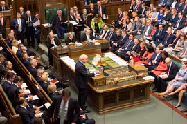 Trong ảnh: Thủ tướng Anh Boris Johnson phát biểu tại phiên họp Hạ viện ở thủ đô London ngày 3/9/2019. (Nguồn: AFP/TTXVN)