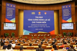 Chiều 14/9, tại Nhà Quốc hội (Hà Nội) đã diễn ra Tọa đàm 'Tăng cường năng lực số cho thanh niên.' (Ảnh: Minh Sơn/Vietnam+)