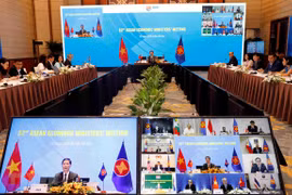 Hội nghị các Bộ trưởng kinh tế ASEAN trực tuyến lần thứ 52 tại Hà Nội. (Nguồn: TTXVN)