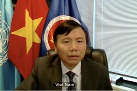 Đại sứ, Trưởng phái đoàn Việt Nam tại LHQ Đặng Đình Quý phát biểu. (Ảnh: Khắc Hiếu/TTXVN)