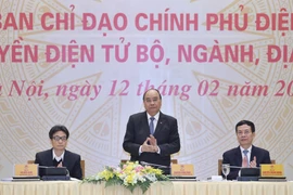 Thủ tướng Nguyễn Xuân Phúc, Chủ tịch Ủy ban quốc gia về Chính phủ điện tử tại hội nghị. (Ảnh: Thống Nhất/TTXVN)