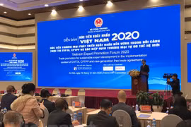 Thứ trưởng Bộ Công Thương Đỗ Thắng Hải phát biểu tại diễn đàn xúc tiến xuất khẩu. (Ảnh: Đức Duy/Vietnam+)
