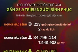 Gần 25,9 triệu người mắc COVID-19 trên thế giới đã bình phục 