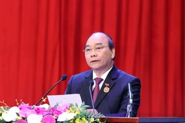 Thủ tướng Nguyễn Xuân Phúc, Chủ tịch Hội đồng Thi đua-Khen thưởng Trung ương, phát biểu khai mạc. (Ảnh: Thống Nhất/TTXVN) 