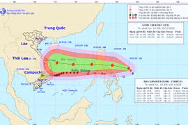 Hình ảnh vị trí và đường đi của bão Vamco. (Nguồn: nchmf.gov.vn)