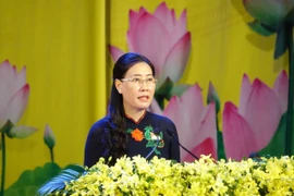 Bà Bùi Thị Quỳnh Vân được bầu giữ chức Bí thư Tỉnh ủy Quảng Ngãi, nhiệm kỳ 2020-2025. (Ảnh: Sỹ Thắng/TTXVN)