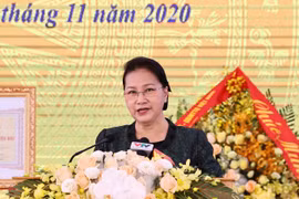 Chủ tịch Quốc hội Nguyễn Thị Kim Ngân phát biểu tại buổi lễ. (Ảnh: Trọng Đức/TTXVN) 