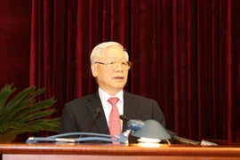 Tổng Bí thư, Chủ tịch nước Nguyễn Phú Trọng phát biểu khai mạc Hội nghị. (Ảnh: Trí Dũng/TTXVN)