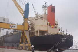 Tàu container quốc tế đầu tiên cập cảng Nghi Sơn tháng 5/2019. (Ảnh: Khiếu Tư/TTXVN)