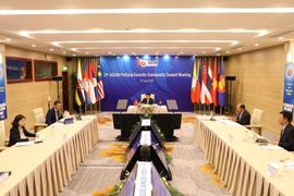 Quang cảnh Hội nghị trực tuyến Hội đồng Chính trị-An ninh ASEAN lần thứ 21 tại điểm cầu Trung tâm Hội nghị quốc tế (Hà Nội) ngày 24/6/2020. (Ảnh: Văn Điệp/TTXVN)