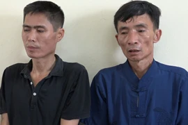 Đối tượng Phan Mạnh Hà (áo đen) và đối tượng Nguyễn Văn Minh. (Nguồn: TTXVN)