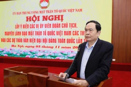 Ông Trần Thanh Mẫn, Bí thư Trung ương Đảng, Chủ tịch Mặt trận Tổ quốc Việt Nam khai mạc hội nghị. (Ảnh: Dương Giang/TTXVN)