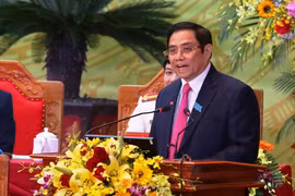 Ông Phạm Minh Chính - Ủy viên Bộ Chính trị, Bí thư Trung ương Đảng, Trưởng ban Tổ chức Trung ương phát biểu chỉ đạo Đại hội. (Ảnh: Phan Quân/TTXVN)