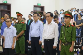 Các bị cáo nghe Hội đồng xét xử tuyên án. (Ảnh: Doãn Tấn/TTXVN)