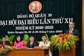 Ông Nguyễn Thiện Nhân, Ủy viên Bộ Chính trị, Bí thư Thành ủy Thành phố Hồ Chí Minh phát biểu chỉ đạo Đại hội. (Ảnh: Anh Tuấn/TTXVN)