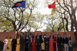 Lễ thượng cờ kỷ niệm 53 năm ngày thành lập ASEAN, tại Đại sứ quán Việt Nam ở Nam Phi. (Ảnh: Phi Hùng/TTXVN)