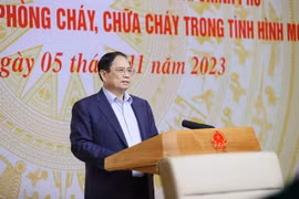 Thủ tướng Phạm Minh Chính chủ trì Hội nghị đánh giá kết quả công tác phòng cháy, chữa cháy trong tình hình mới. (Ảnh: Dương Giang/TTXVN)