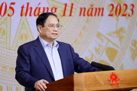 Thủ tướng Phạm Minh Chính chủ trì Hội nghị đánh giá kết quả công tác phòng cháy, chữa cháy trong tình hình mới. (Ảnh: Dương Giang/TTXVN )