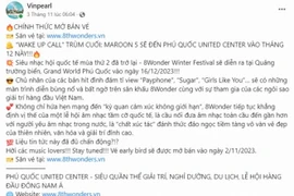 Một trang giả mạo Vinpearl bán vé sự kiện.