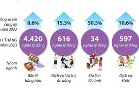 11 tháng qua, tổng mức bán lẻ hàng hóa và doanh thu dịch vụ tiêu dùng tăng 9,6%