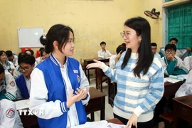 Cuộc thi nhằm lan toả những giá trị, tình cảm tốt đẹp về thầy cô và mái trường. (Ảnh: TTXVN)