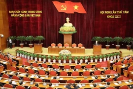 Tổng Bí thư Nguyễn Phú Trọng phát biểu bế mạc Hội nghị. (Ảnh: Trí Dũng/TTXVN)