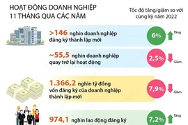 11 tháng của năm nay, số doanh nghiệp thành lập mới tăng 6%