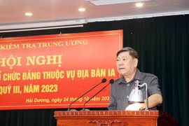 Ủy viên Trung ương Đảng, Phó Chủ nhiệm Thường trực Ủy ban Kiểm tra Trung ương Trần Văn Rón phát biểu kết luận hội nghị. (Ảnh: Mạnh Tú/TTXVN)