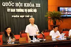 Tổng Bí thư, Chủ tịch Quốc hội Nguyễn Phú Trọng phát biểu khai mạc phiên họp. (Ảnh: Nguyễn Dân/TTXVN)