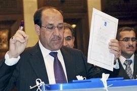 Ông Nouri al-Maliki bỏ phiếu tại Baghdad. (Nguồn: AP)