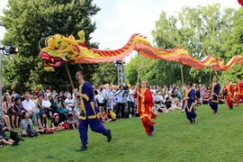 Múa rồng tại Lễ hội. (Ảnh: Văn Long/Vietnam+)