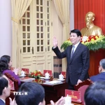 Chủ tịch nước Lương Cường dự hội nghị Tổng kết công tác năm 2025, triển khai nhiệm vụ năm 2026 của Văn phòng Chủ tịch nước. (Ảnh: Lâm Khánh/TTXVN)