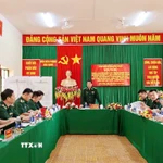 Thiếu tướng Trần Ngọc Hữu, Phó Tư lệnh Bộ đội Biên phòng phát biểu chỉ đạo.(Ảnh: TTXVN phát)