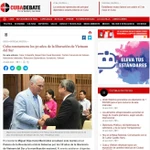 Báo điện tử Cubadebate thông tin về lễ kỷ niệm trang trọng tại Cung Cách mạng ở thủ đô La Habana nhân kỷ niệm 50 năm Ngày Giải phóng miền Nam, thống nhất đất nước của Việt Nam. (Ảnh: Mai Phương/TTXVN)
