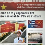 Chuyên trang của Prensa Latina về Đại hội đại biểu toàn quốc lần thứ XIV của Đảng Cộng sản Việt Nam. (Ảnh: TTXVN phát)