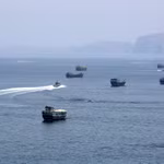 Quang cảnh eo biển Hormuz, gần thị trấn Khasab, miền Bắc Oman. (Ảnh: THX/TTXVN)