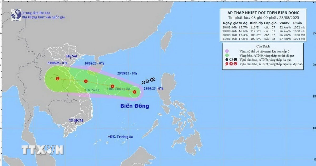 Áp thấp nhiệt đới đổi hướng hướng về khu vực biển đặc khu Hoàng Sa